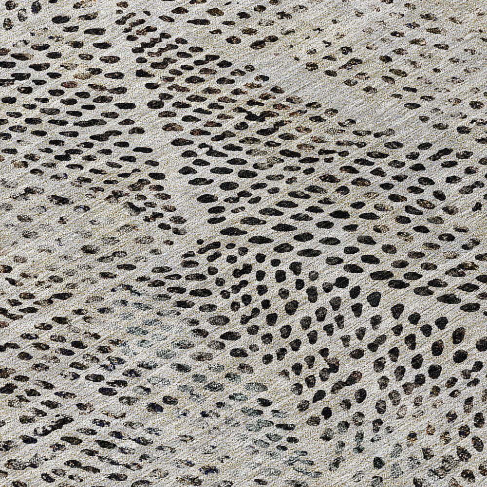 3' X 5' Gray Beige And Black Geometric Washable Indoor Outdoor Area Rug