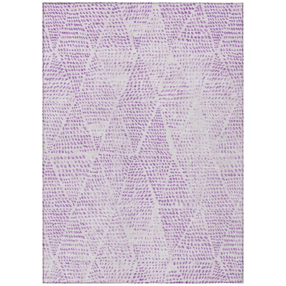 3' X 5' Purple And Ivory Geometric Washable Indoor Outdoor Area Rug