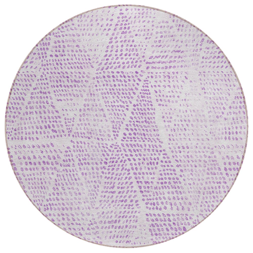3' X 5' Purple And Ivory Geometric Washable Indoor Outdoor Area Rug