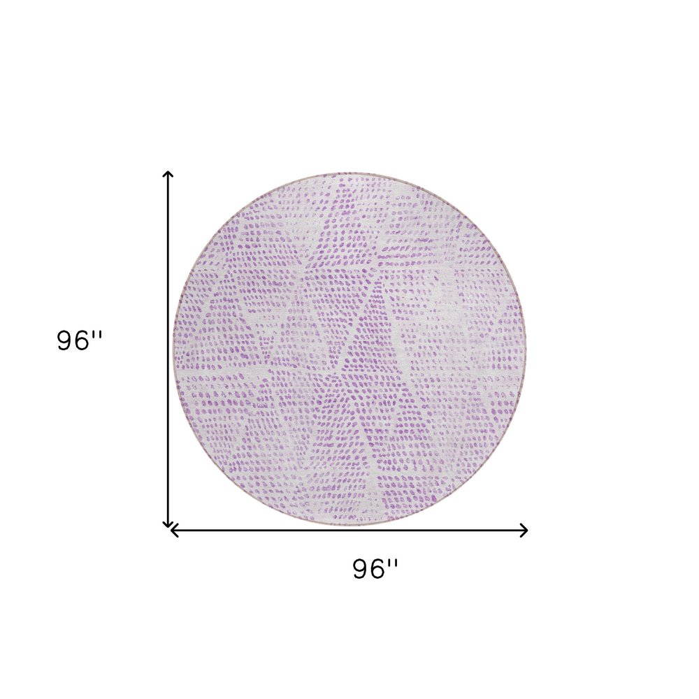 3' X 5' Purple And Ivory Geometric Washable Indoor Outdoor Area Rug