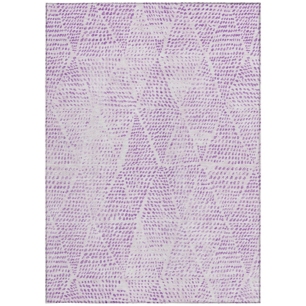 3' X 5' Purple And Ivory Geometric Washable Indoor Outdoor Area Rug