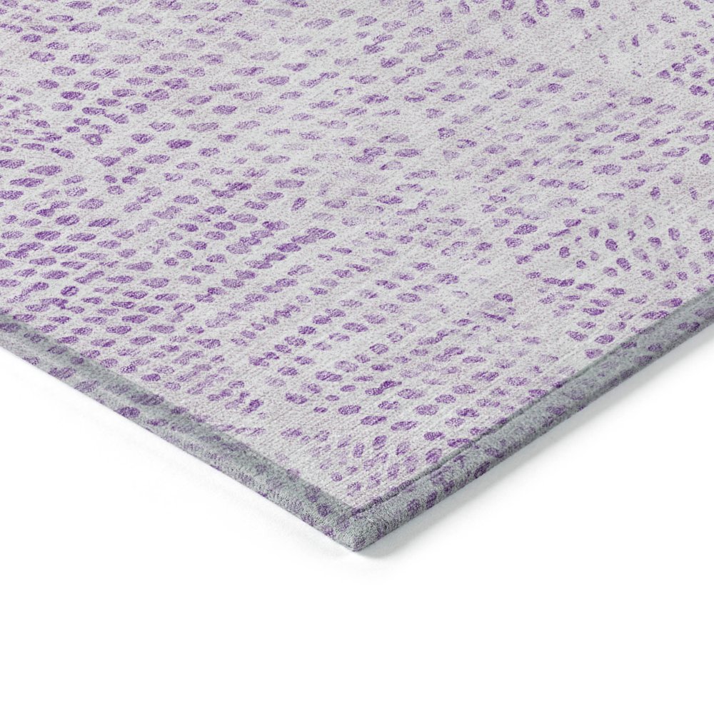 3' X 5' Purple And Ivory Geometric Washable Indoor Outdoor Area Rug