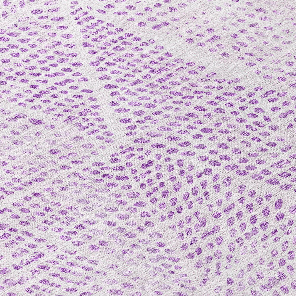 3' X 5' Purple And Ivory Geometric Washable Indoor Outdoor Area Rug