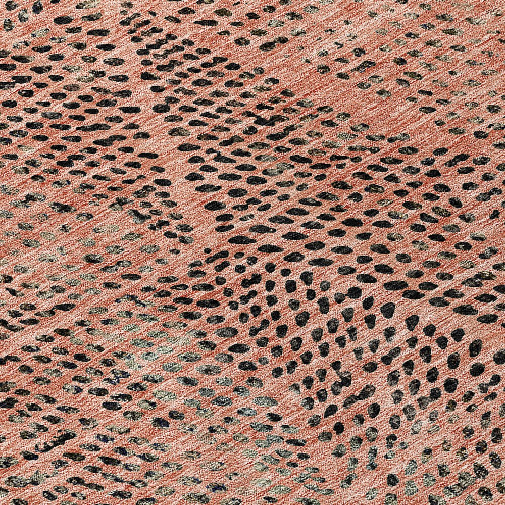3' X 5' Salmon Charcoal And Beige Geometric Washable Indoor Outdoor Area Rug