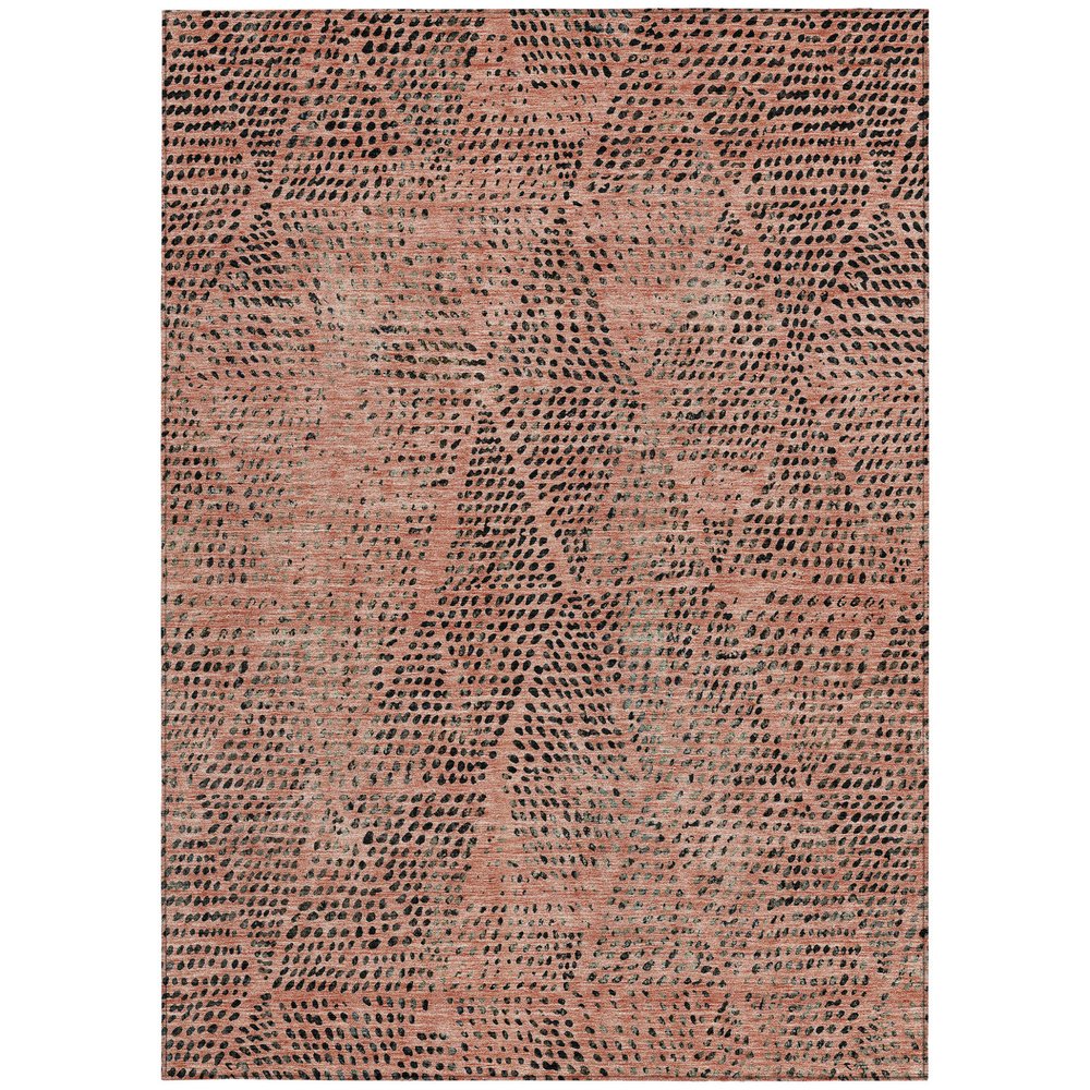 3' X 5' Salmon Charcoal And Beige Geometric Washable Indoor Outdoor Area Rug