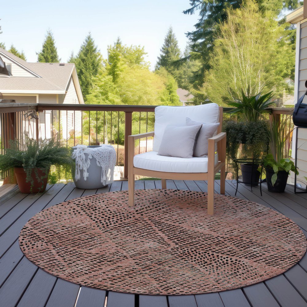 3' X 5' Salmon Charcoal And Beige Geometric Washable Indoor Outdoor Area Rug