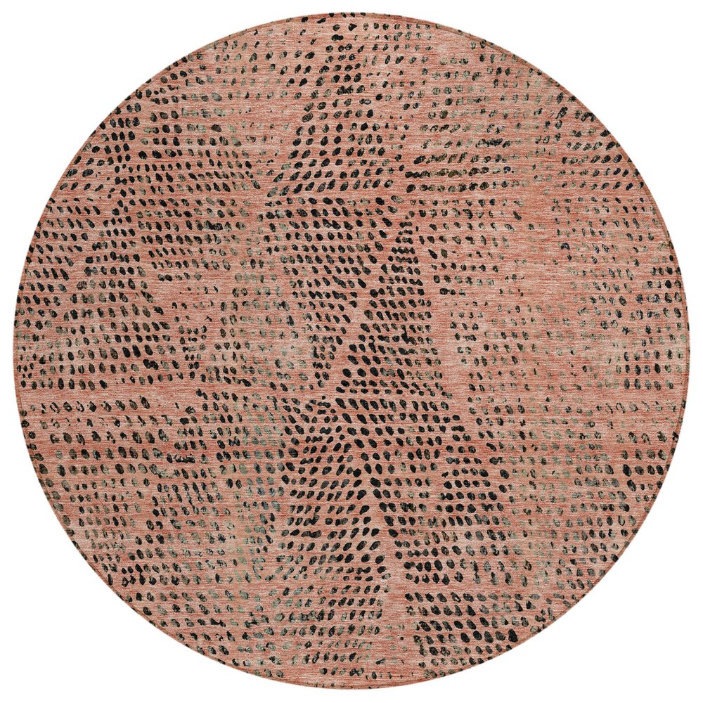 3' X 5' Salmon Charcoal And Beige Geometric Washable Indoor Outdoor Area Rug