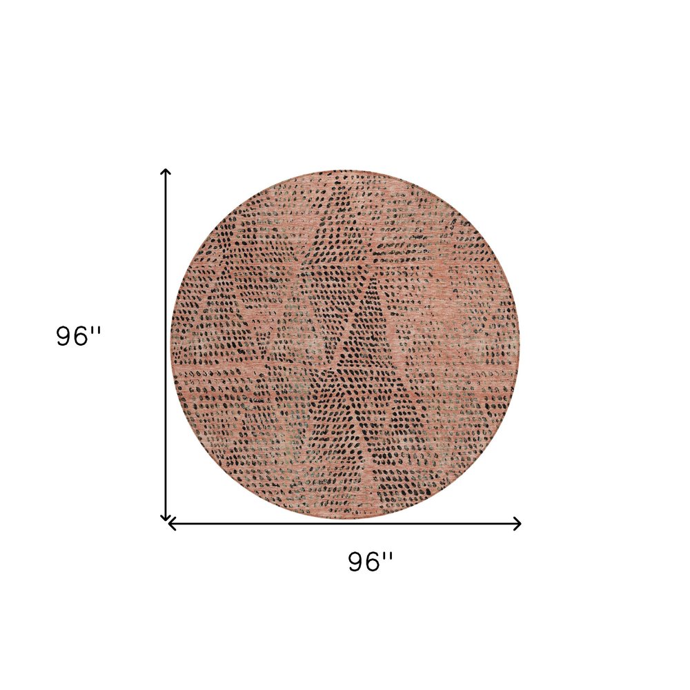 3' X 5' Salmon Charcoal And Beige Geometric Washable Indoor Outdoor Area Rug