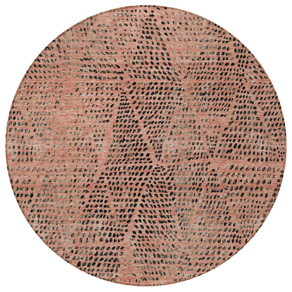 3' X 5' Salmon Charcoal And Beige Geometric Washable Indoor Outdoor Area Rug