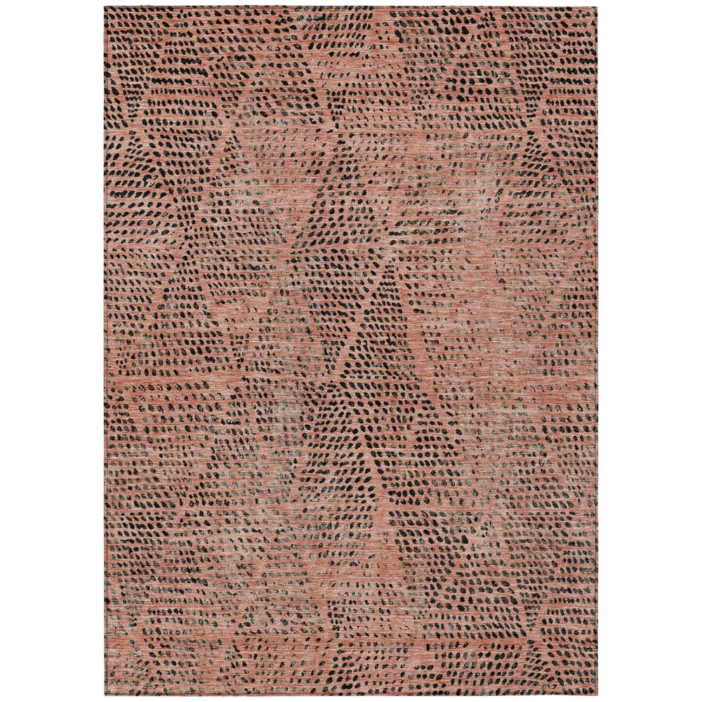 3' X 5' Salmon Charcoal And Beige Geometric Washable Indoor Outdoor Area Rug