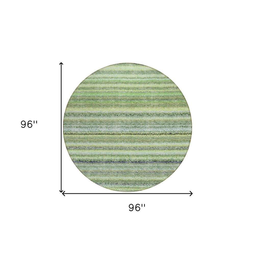3' X 5' Artichoke Green And Olive Green Striped Washable Indoor Outdoor Area Rug