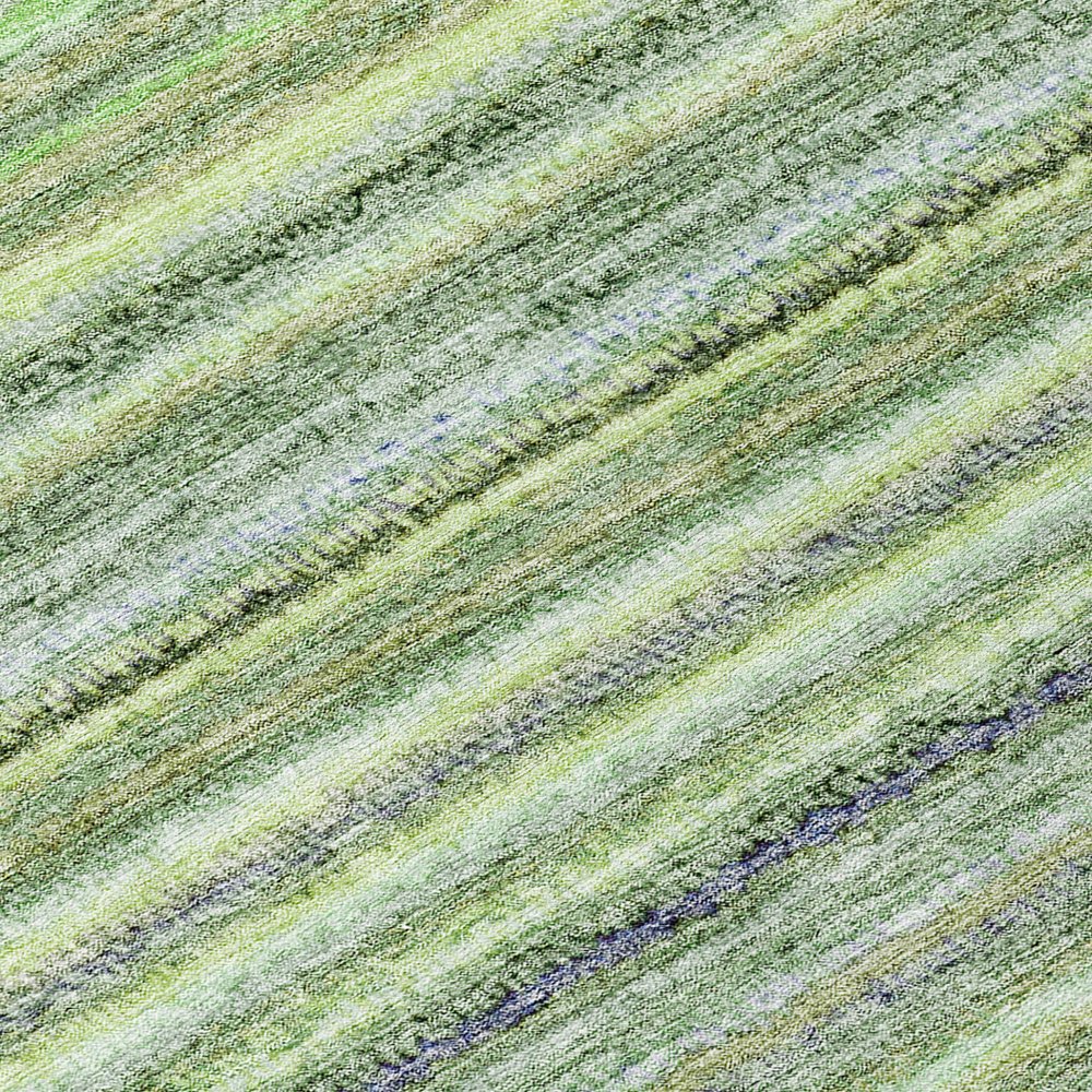 3' X 5' Artichoke Green And Olive Green Striped Washable Indoor Outdoor Area Rug