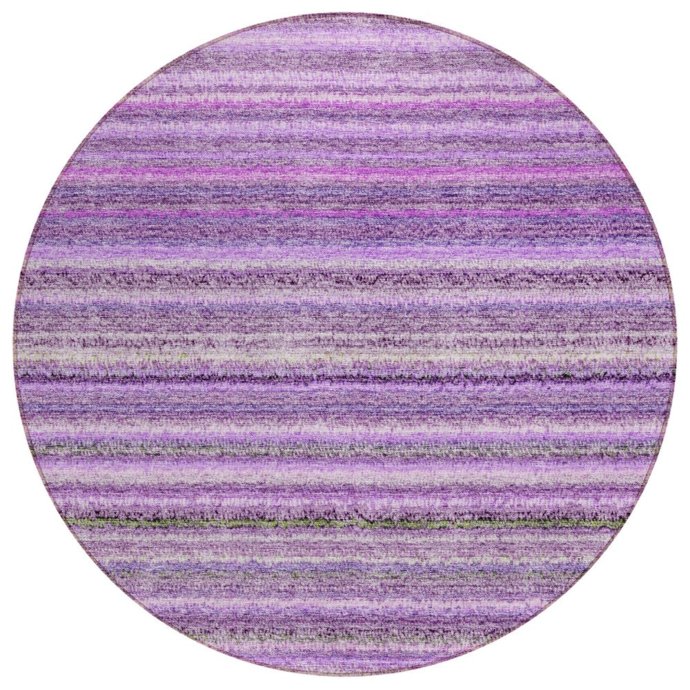 3' X 5' Purple Eggplant And Lilac Striped Washable Indoor Outdoor Area Rug