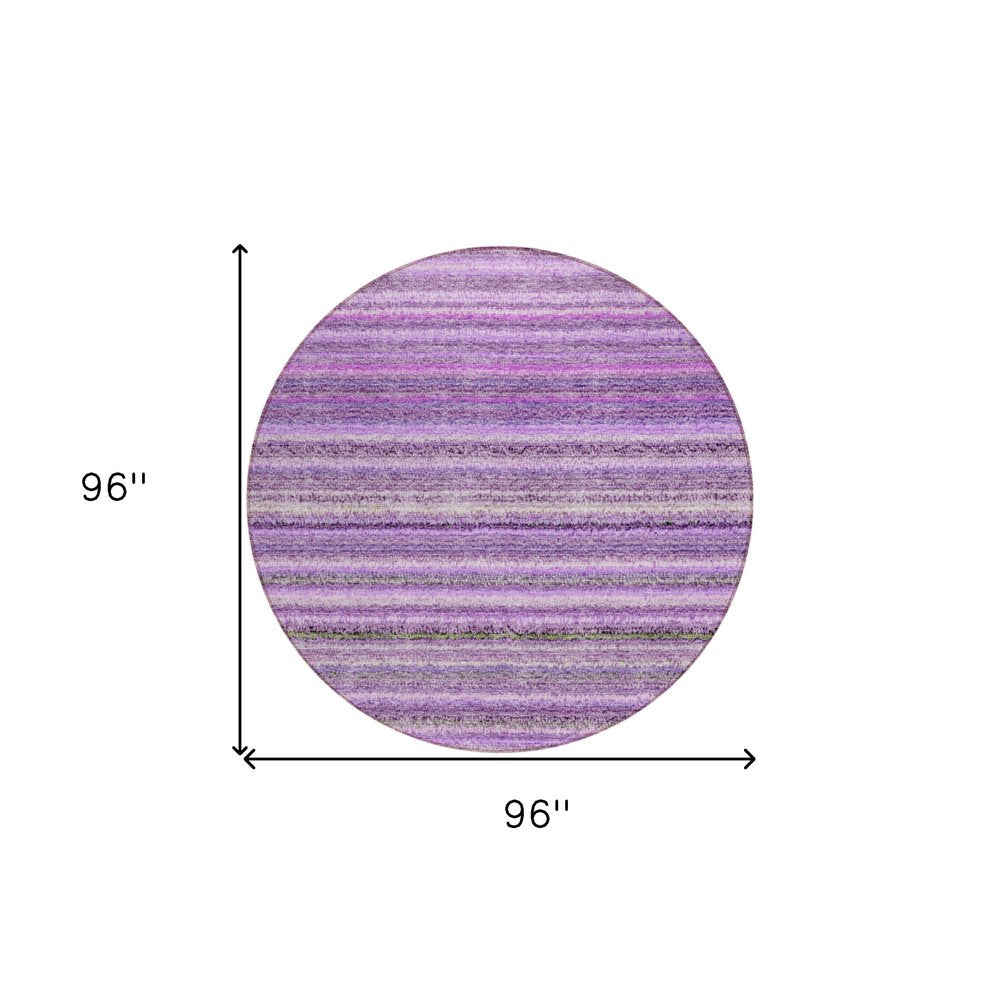 3' X 5' Purple Eggplant And Lilac Striped Washable Indoor Outdoor Area Rug