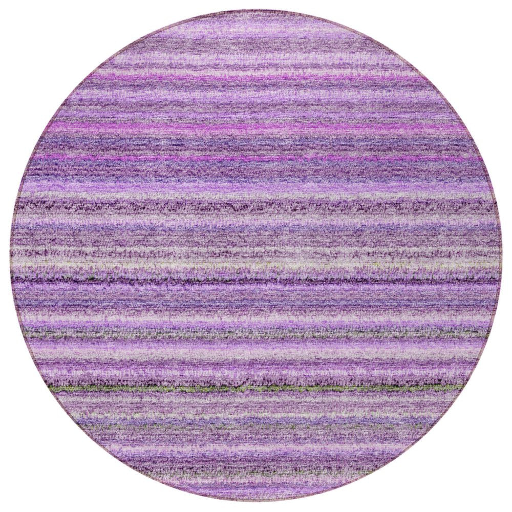 3' X 5' Purple Eggplant And Lilac Striped Washable Indoor Outdoor Area Rug