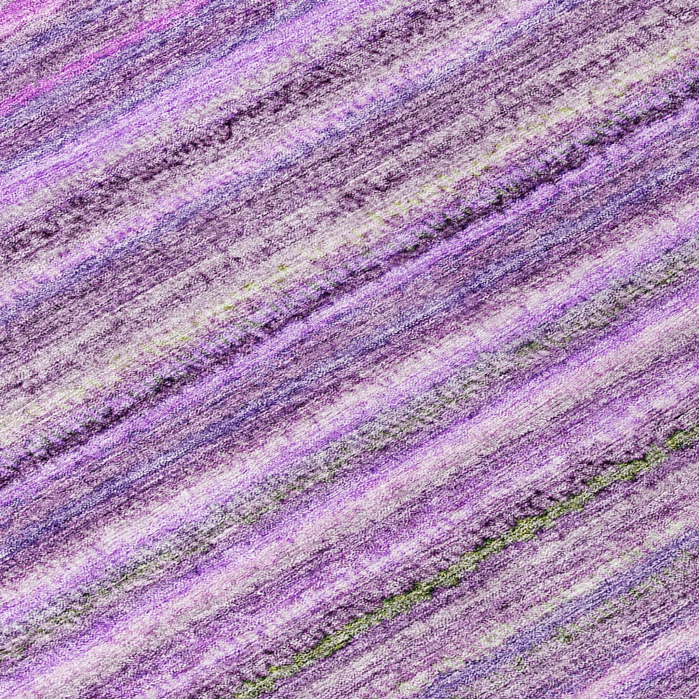 3' X 5' Purple Eggplant And Lilac Striped Washable Indoor Outdoor Area Rug