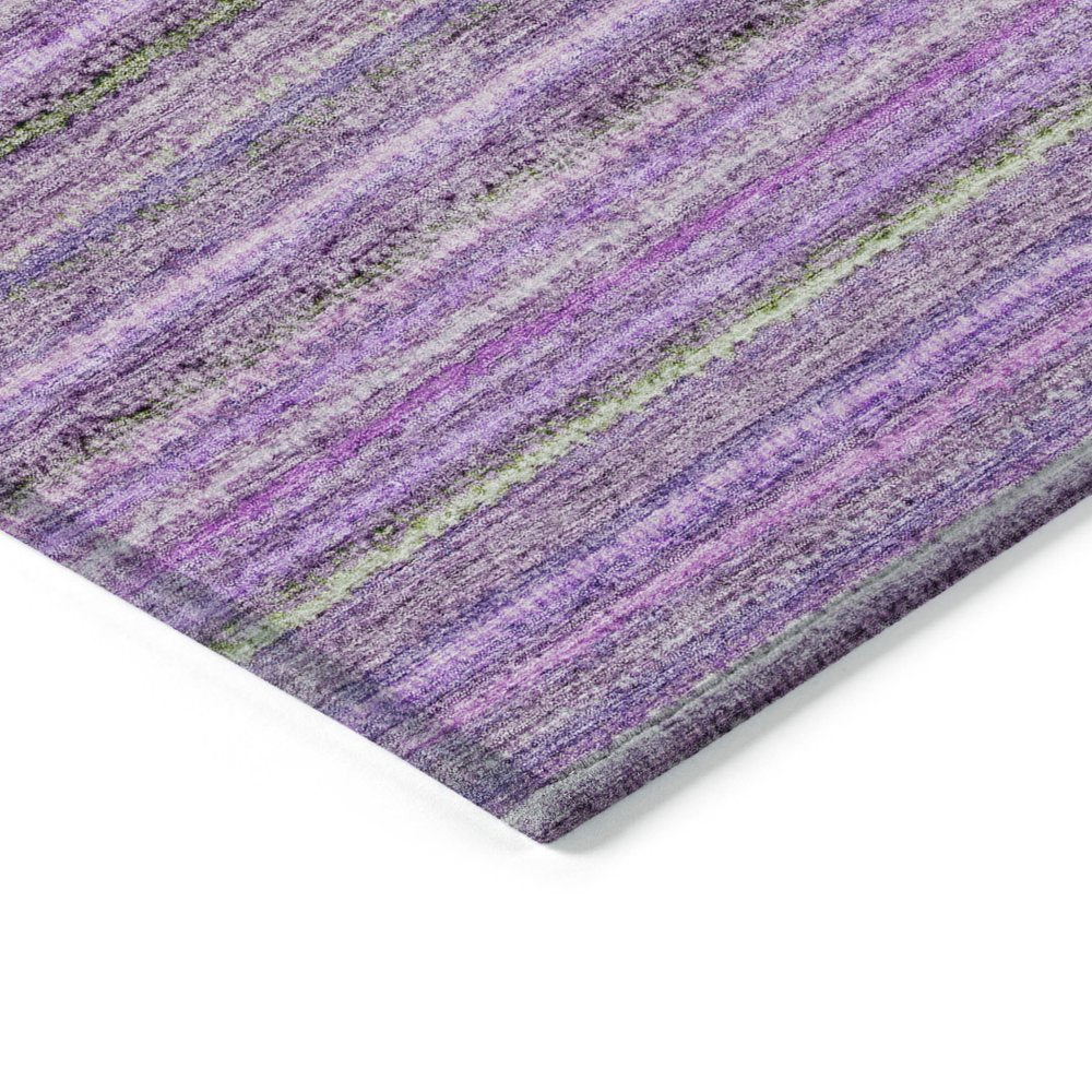 3' X 5' Purple Eggplant And Lilac Striped Washable Indoor Outdoor Area Rug