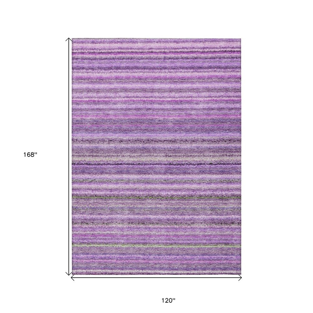 3' X 5' Purple Eggplant And Lilac Striped Washable Indoor Outdoor Area Rug