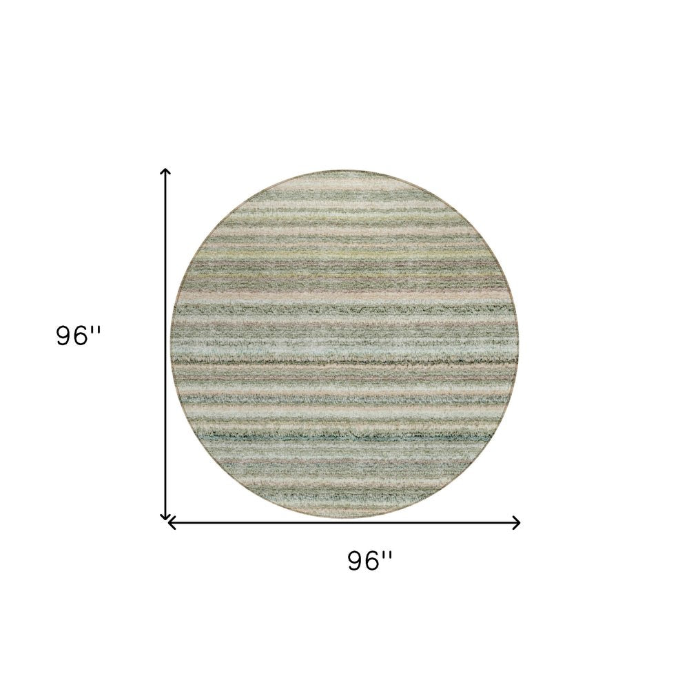 3' X 5' Sage Mint Green And Beige Striped Washable Indoor Outdoor Area Rug
