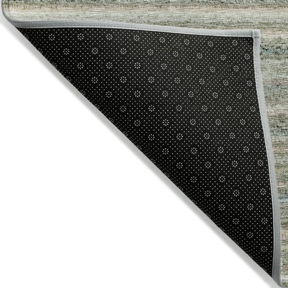 3' X 5' Sage Mint Green And Beige Striped Washable Indoor Outdoor Area Rug
