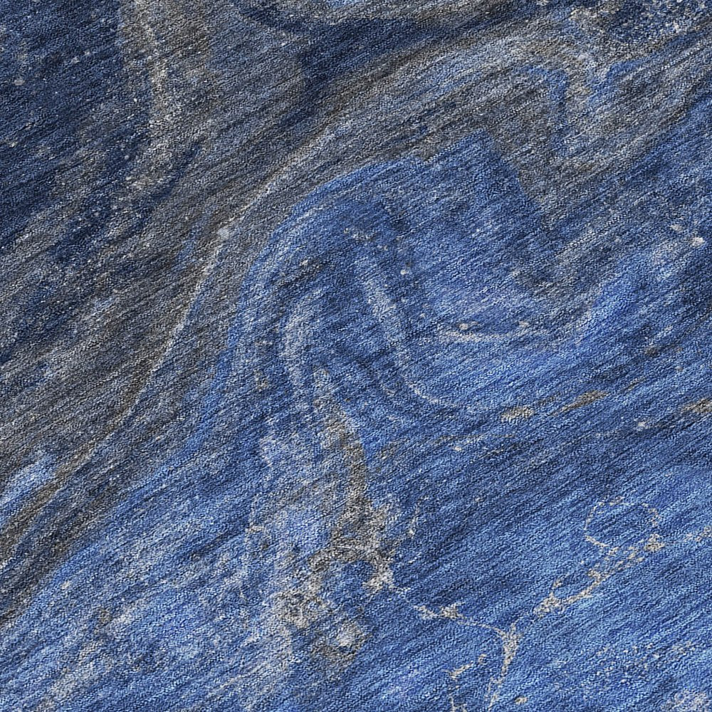3' X 5' Denim Blue And Sky Blue Abstract Washable Indoor Outdoor Area Rug