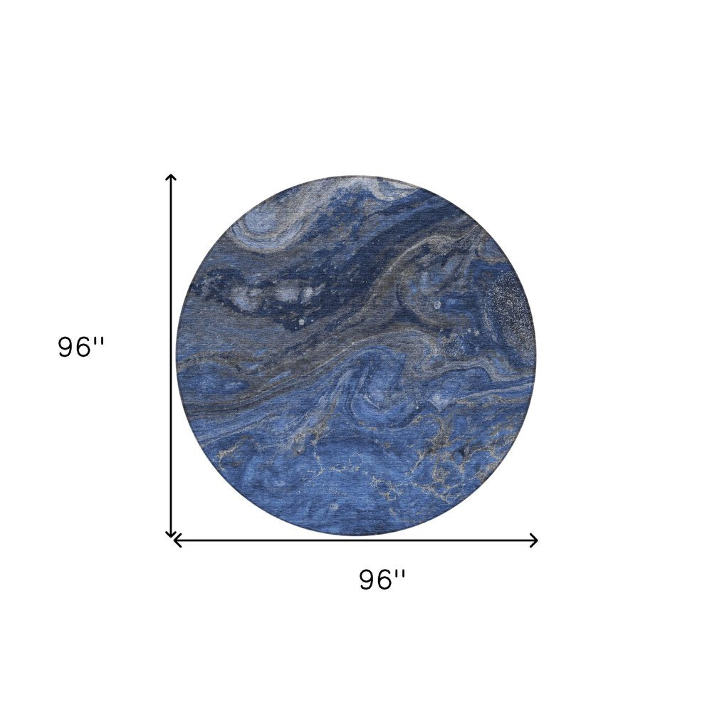 3' X 5' Denim Blue And Sky Blue Abstract Washable Indoor Outdoor Area Rug