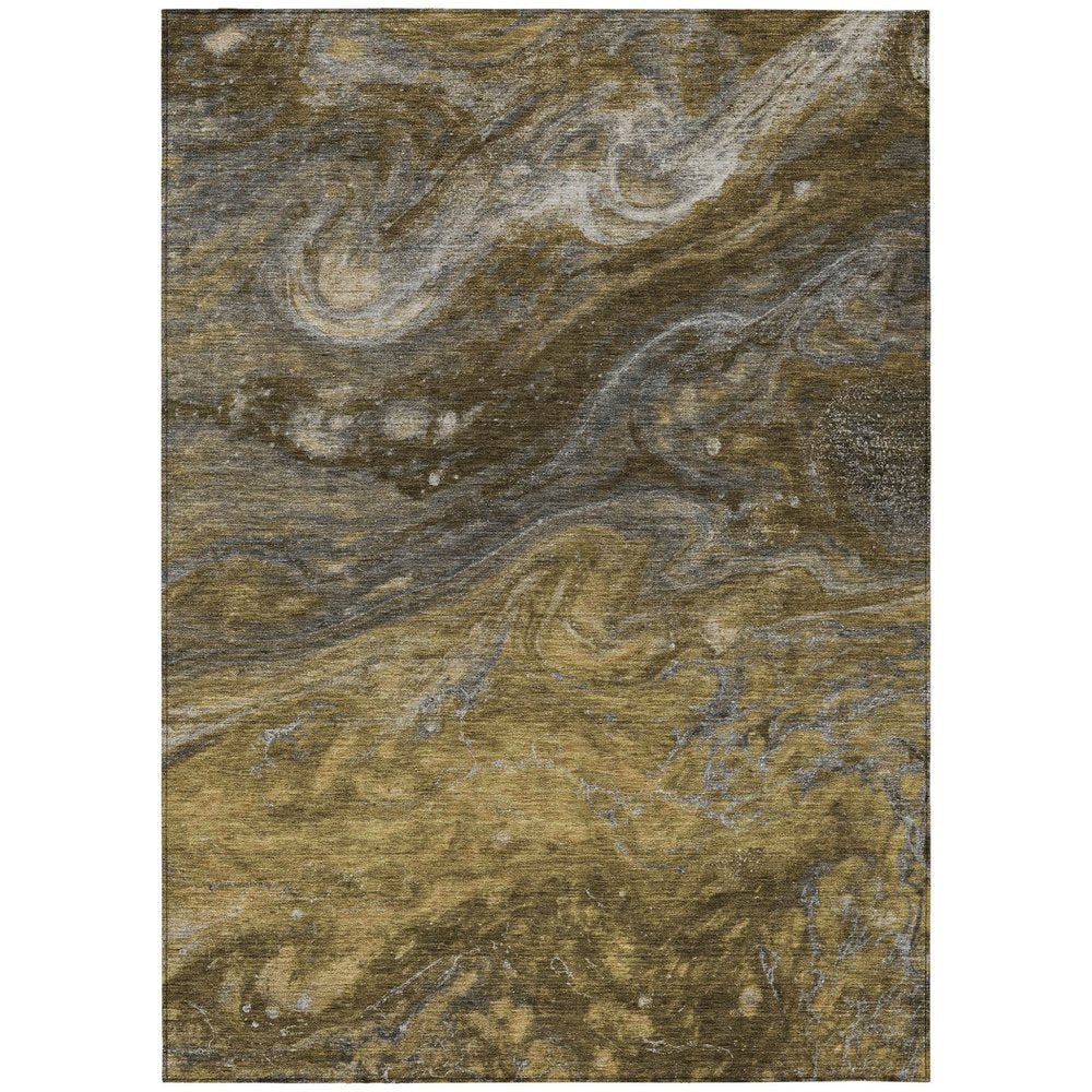 3' X 5' Brown Taupe And Chocolate Abstract Washable Indoor Outdoor Area Rug