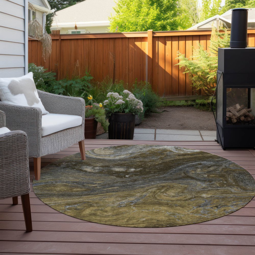 3' X 5' Brown Taupe And Chocolate Abstract Washable Indoor Outdoor Area Rug