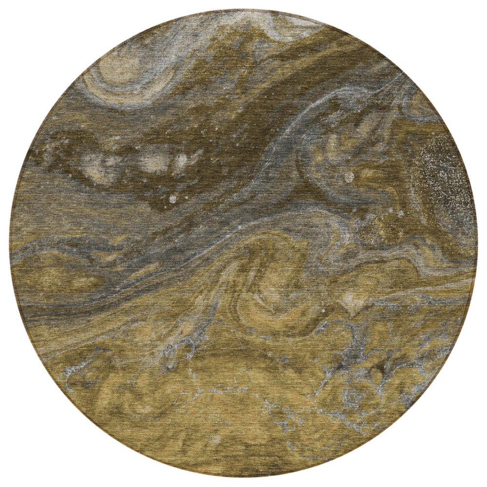 3' X 5' Brown Taupe And Chocolate Abstract Washable Indoor Outdoor Area Rug