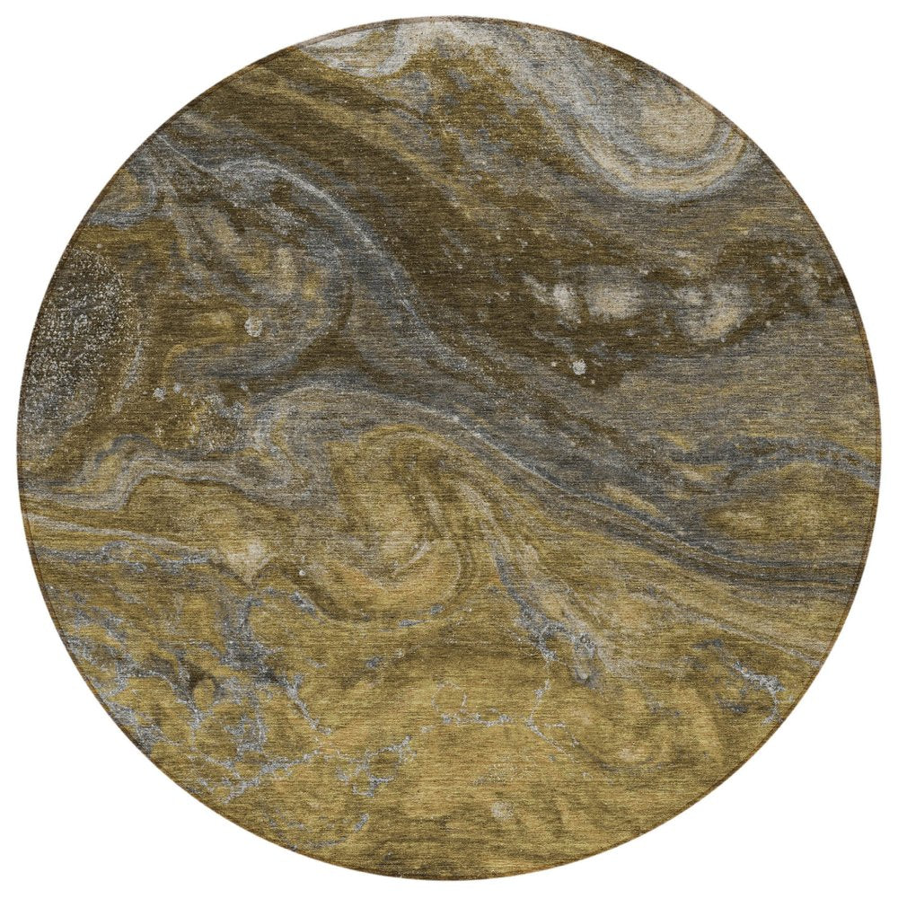 3' X 5' Brown Taupe And Chocolate Abstract Washable Indoor Outdoor Area Rug