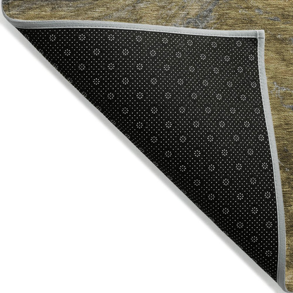 3' X 5' Brown Taupe And Chocolate Abstract Washable Indoor Outdoor Area Rug
