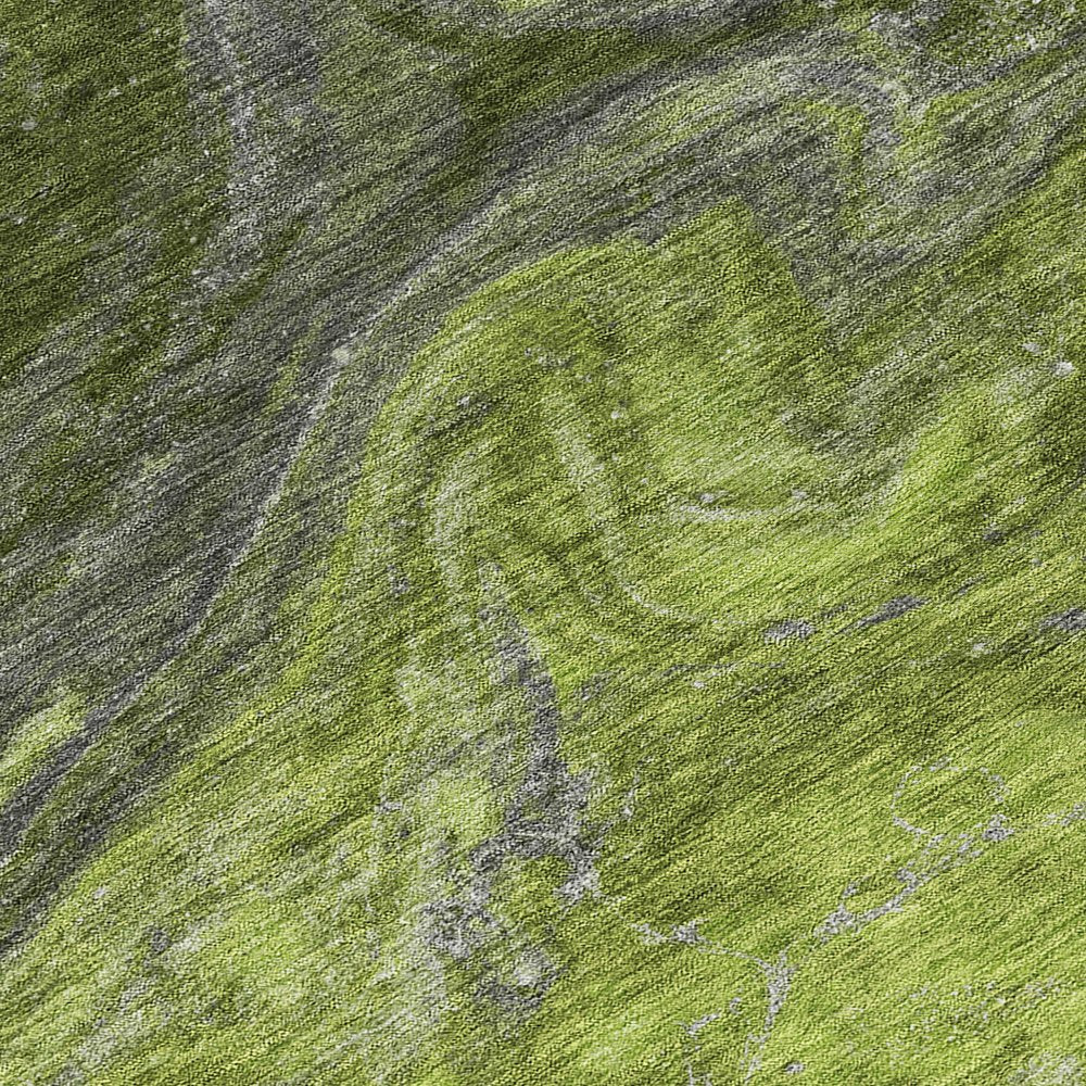 3' X 5' Olive Green And Lime Green Abstract Washable Indoor Outdoor Area Rug