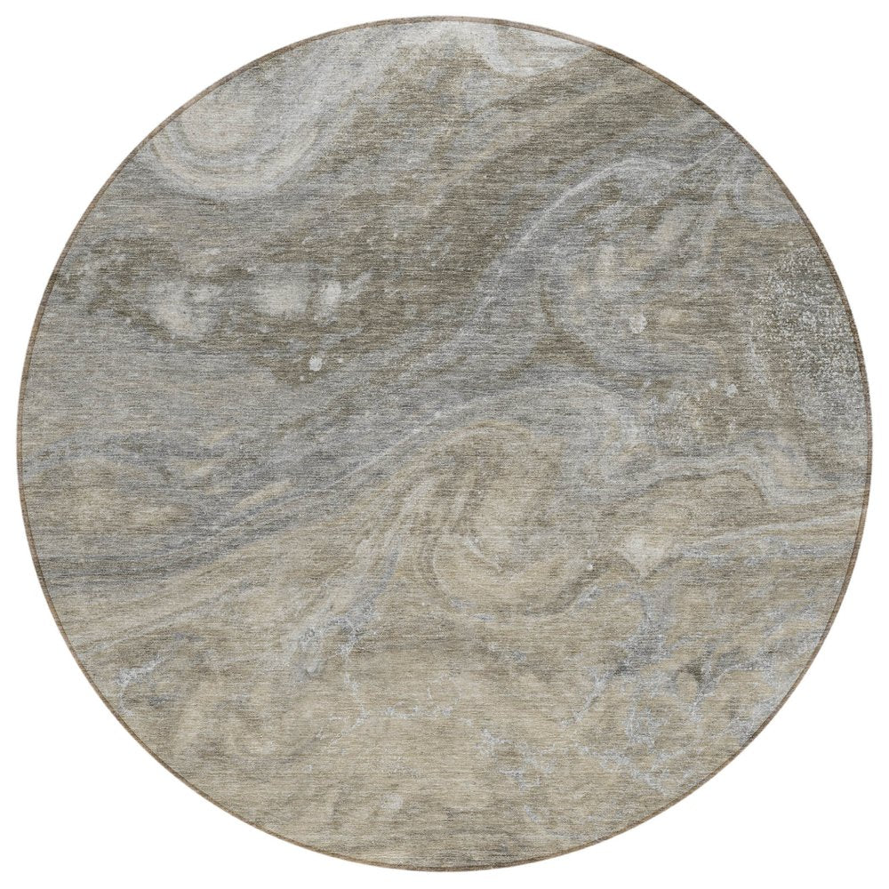 3' X 5' Taupe Beige And Ivory Abstract Washable Indoor Outdoor Area Rug