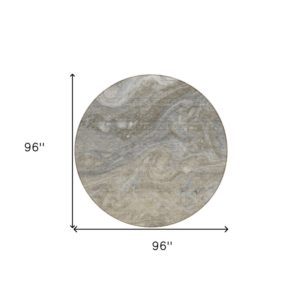 3' X 5' Taupe Beige And Ivory Abstract Washable Indoor Outdoor Area Rug