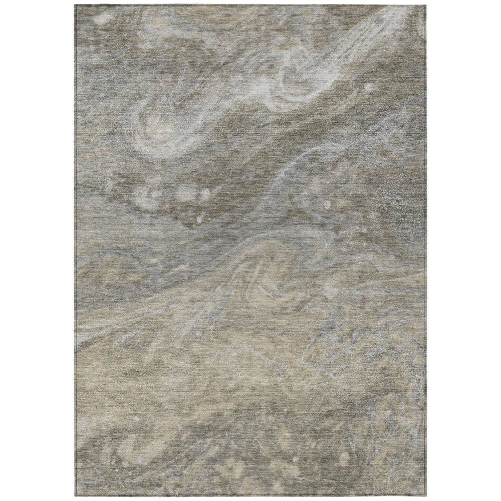 3' X 5' Taupe Beige And Ivory Abstract Washable Indoor Outdoor Area Rug