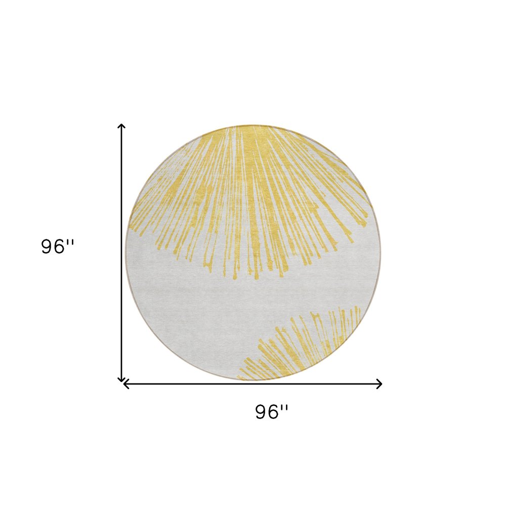 5' X 8' Gold And Ivory Abstract Washable Indoor Outdoor Area Rug