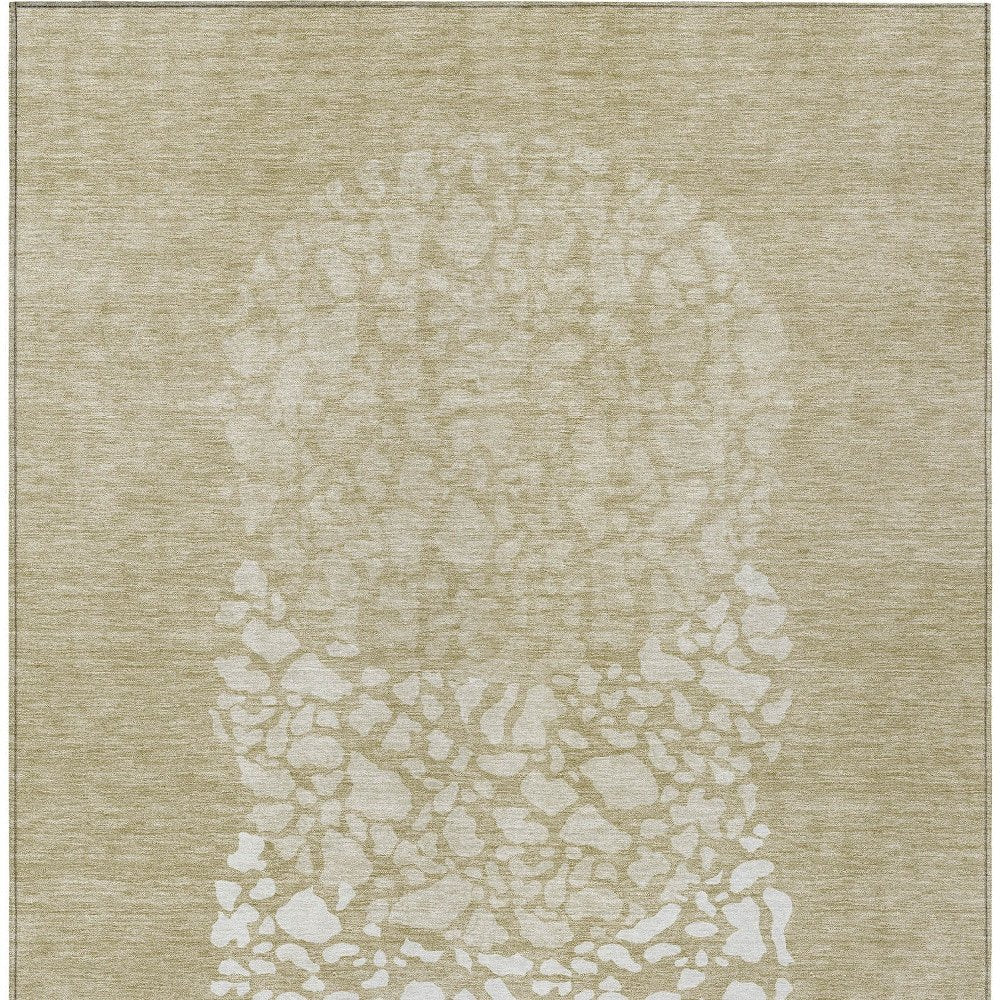 3' X 5' Beige Tan And Taupe Abstract Washable Indoor Outdoor Area Rug