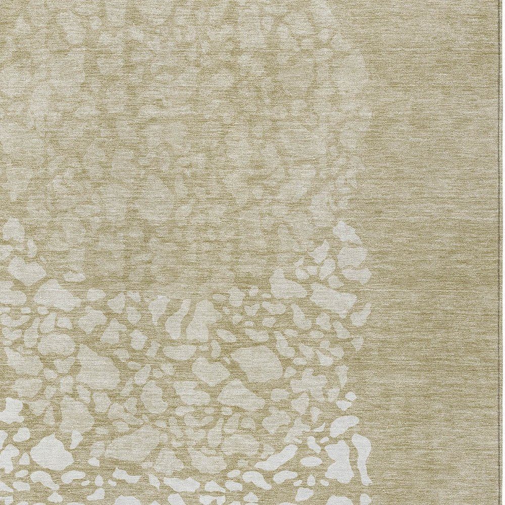 3' X 5' Beige Tan And Taupe Abstract Washable Indoor Outdoor Area Rug