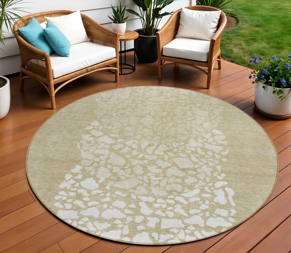 3' X 5' Beige Tan And Taupe Abstract Washable Indoor Outdoor Area Rug