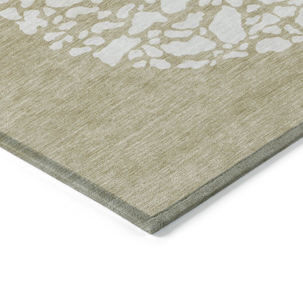 3' X 5' Beige Tan And Taupe Abstract Washable Indoor Outdoor Area Rug