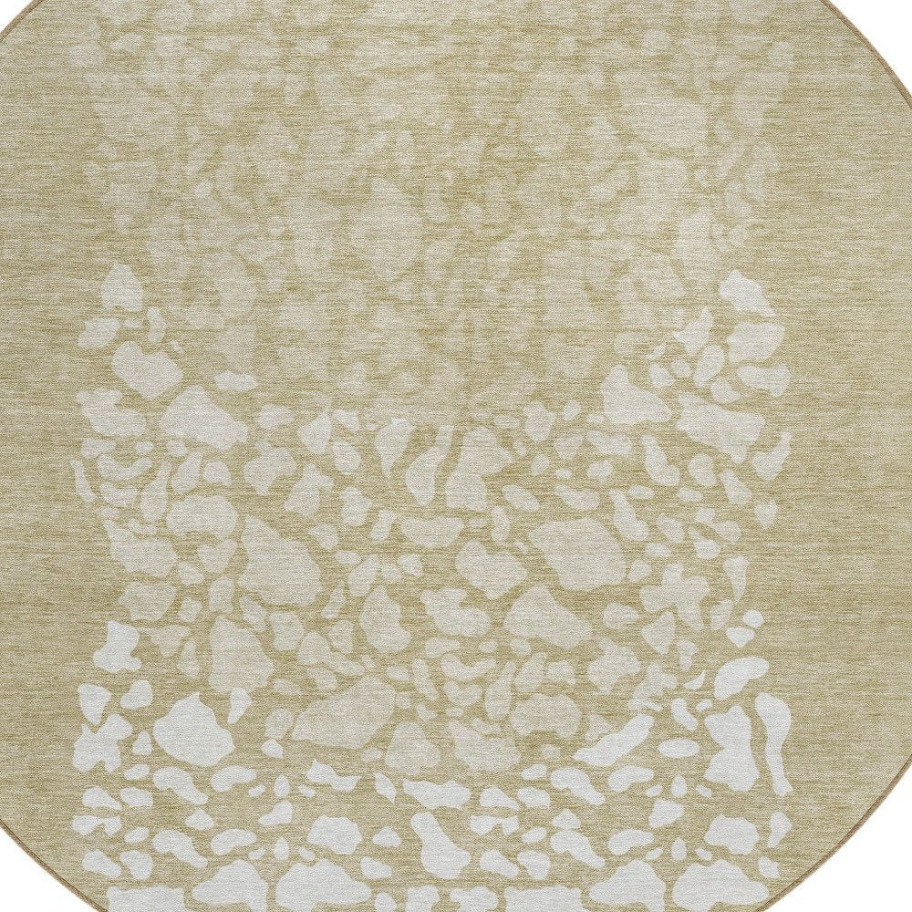 3' X 5' Beige Tan And Taupe Abstract Washable Indoor Outdoor Area Rug