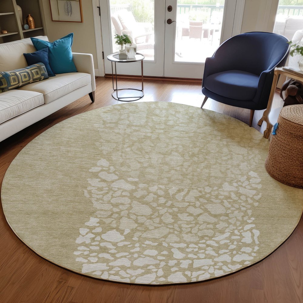 3' X 5' Beige Tan And Taupe Abstract Washable Indoor Outdoor Area Rug