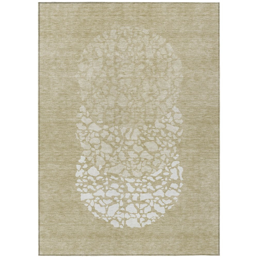 3' X 5' Beige Tan And Taupe Abstract Washable Indoor Outdoor Area Rug