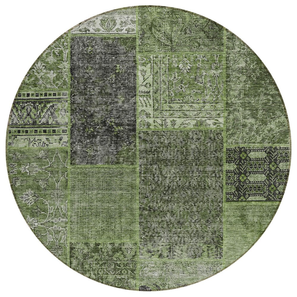 3' X 5' Olive Green And Gray Patchwork Washable Indoor Outdoor Area Rug