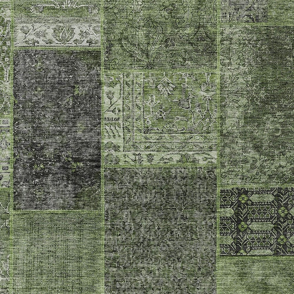 3' X 5' Olive Green And Gray Patchwork Washable Indoor Outdoor Area Rug