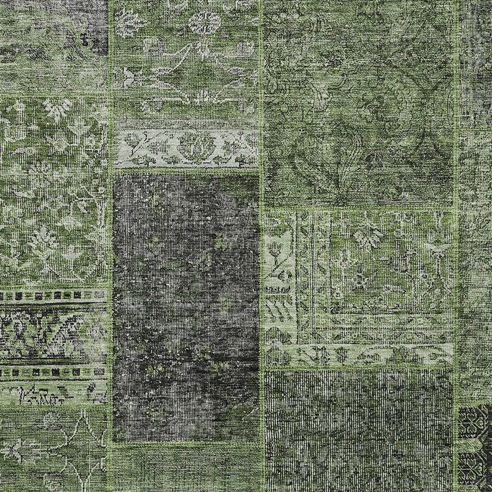 3' X 5' Olive Green And Gray Patchwork Washable Indoor Outdoor Area Rug