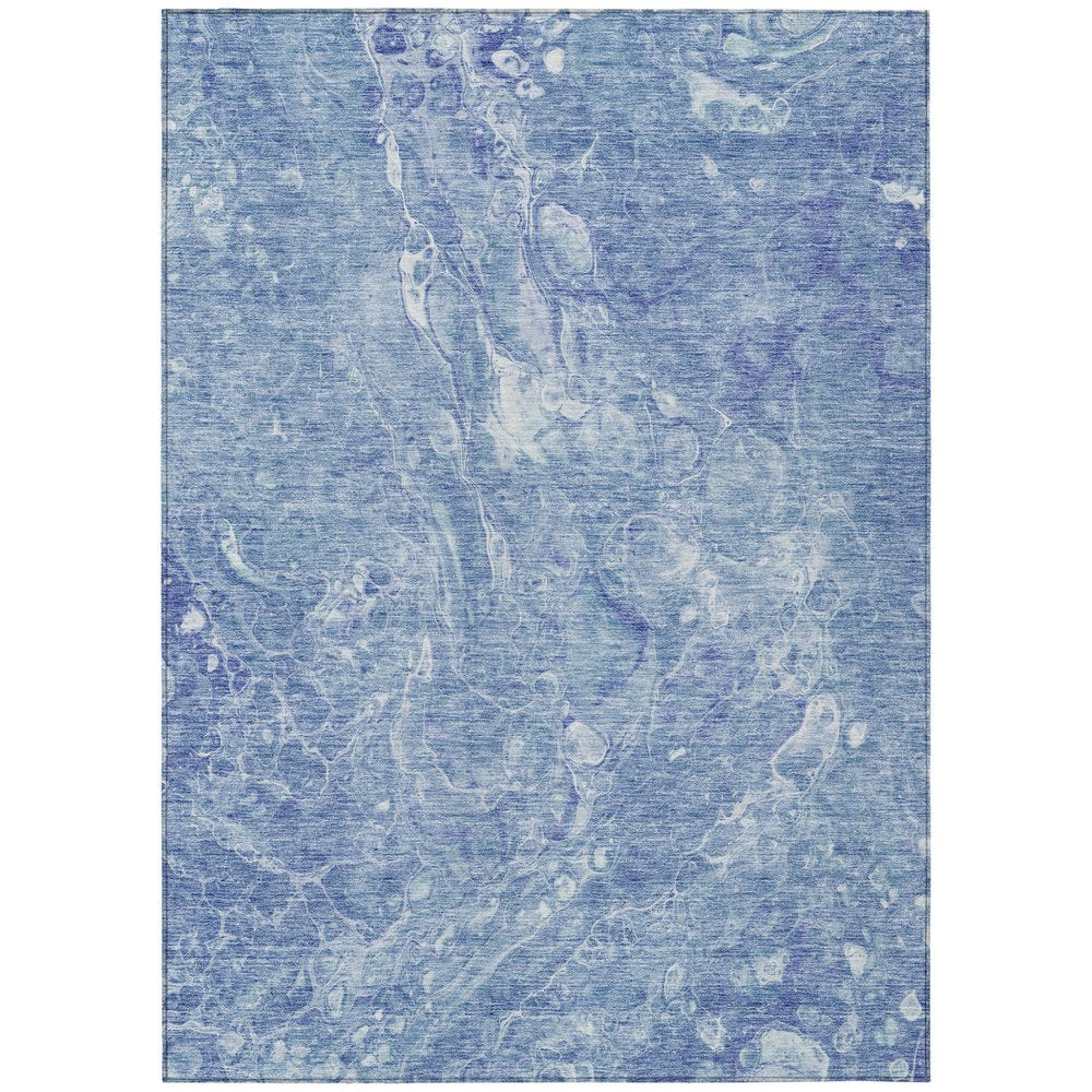 3' X 5' Sky Blue And Navy Blue Abstract Washable Indoor Outdoor Area Rug