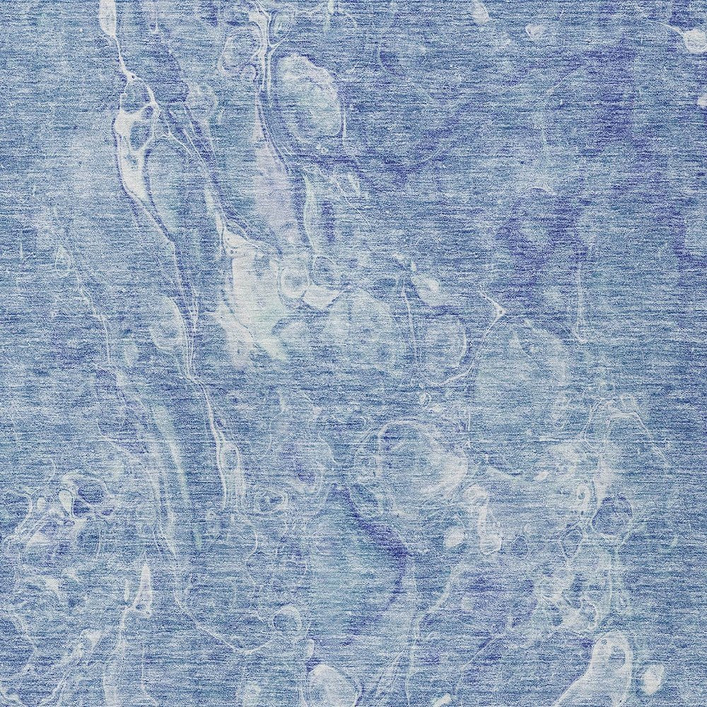 3' X 5' Sky Blue And Navy Blue Abstract Washable Indoor Outdoor Area Rug