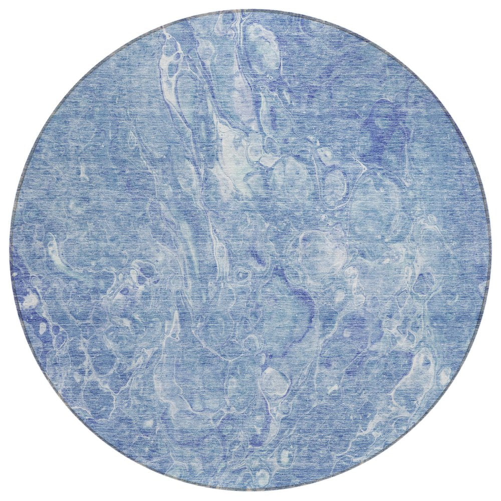 3' X 5' Sky Blue And Navy Blue Abstract Washable Indoor Outdoor Area Rug