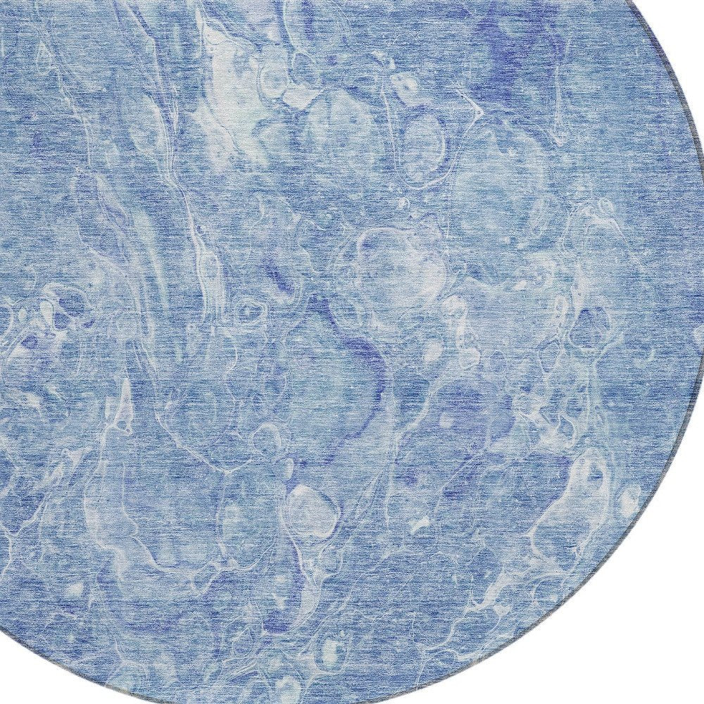 3' X 5' Sky Blue And Navy Blue Abstract Washable Indoor Outdoor Area Rug